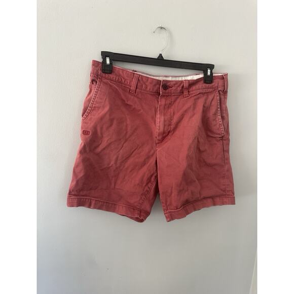 American Eagle Outfitters Other - American Eagle Mens Red Flat Front Mid Rise Belt Loops Chino Shorts Size 33